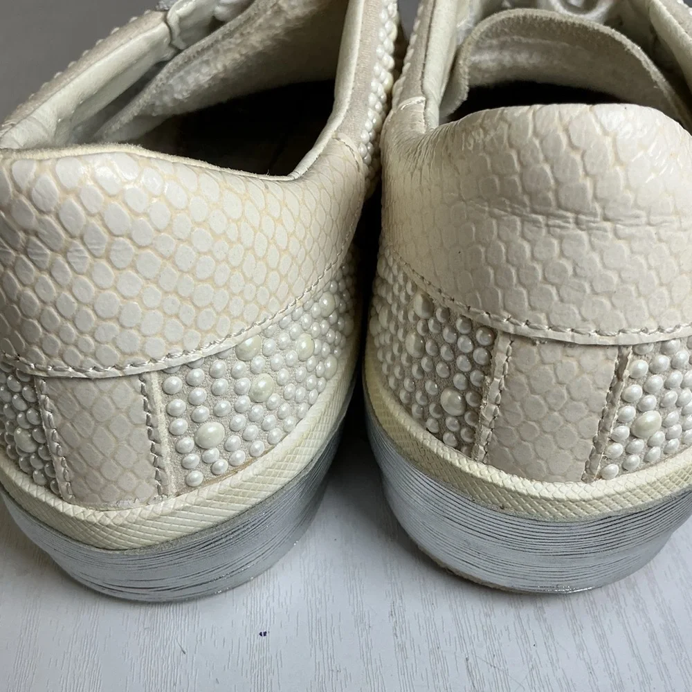 Dolce Vita Cream and Silver Studded Sneakers B25